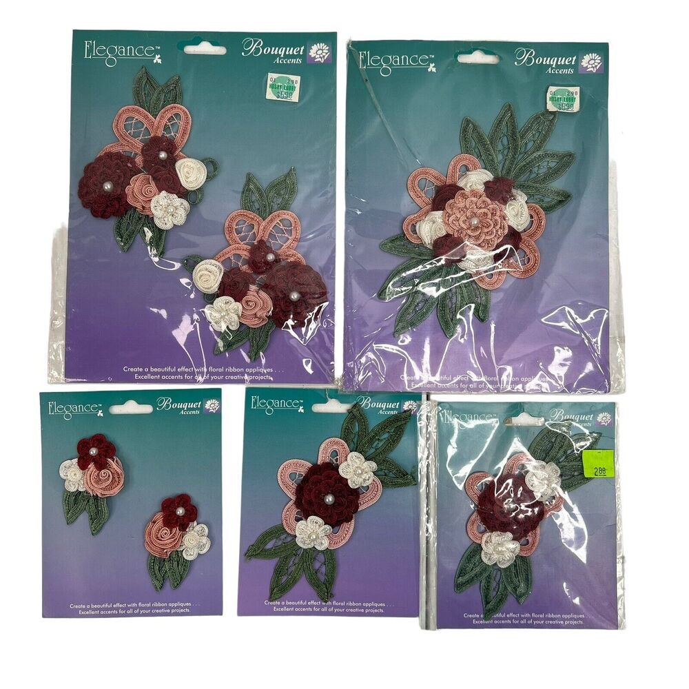 Elegance Floral Ribbon Appliqués‎ Vtg Bouquet Victoria Julie Melissa Accents Lot